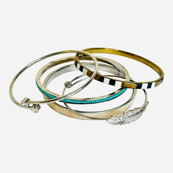 Mixed Bangle Bracelets Lot Good Condition Gold Tone Silver Tone - Picture 2 of 8